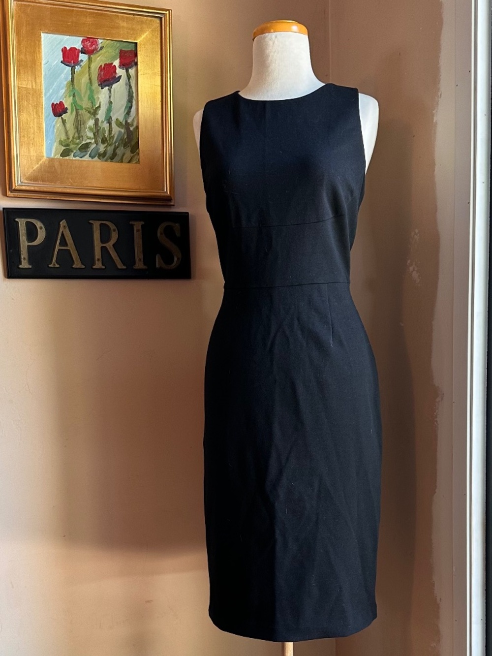 NWT Vince Black Wool Midi Sheath Dress